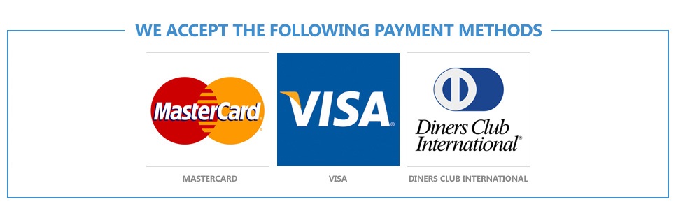 We accept VISA,Master,Diners Only